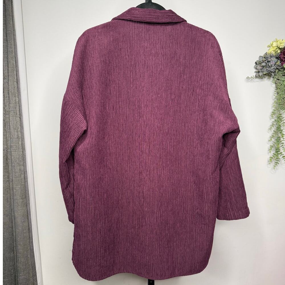 Zara Oversized Plum Corduroy Shacket Button Down Shirt Jacket Size Small - Picture 3 of 8